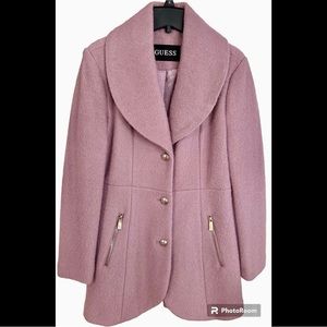 NWT GUESS Sz Med Women's Lilac Lavender Wool Blend Coat Mid Length